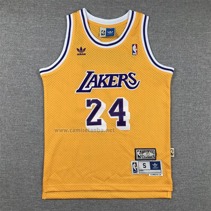 Camiseta Nino Los Angeles Lakers Kobe Bryant NO 24 Hardwood Classic Amarillo